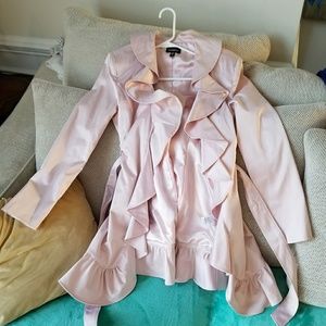 Bebe blush pink ruffled trench coat
